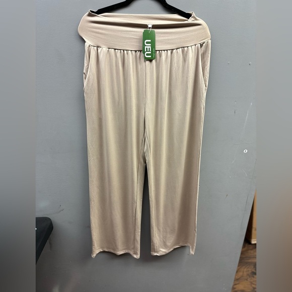 Beige Wide-Leg Lounge Pants size M <<18>> - Picture 4 of 6